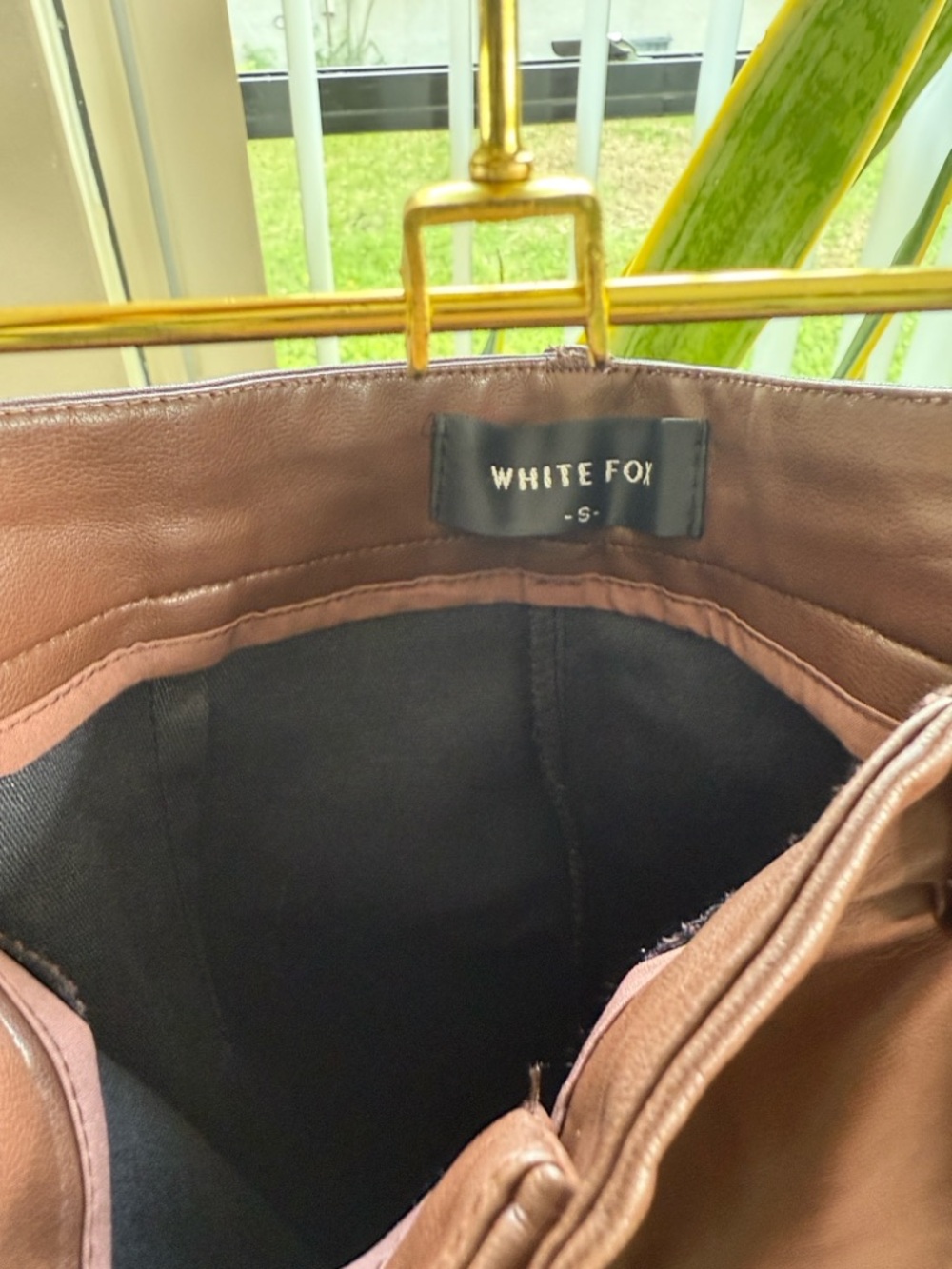 White Fox Boutique Brown Faux Leather Straight Leg Pants - Picture 5 of 6
